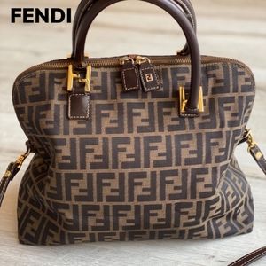 Brown and Tobacco Zucca Canvas Fendi Purse